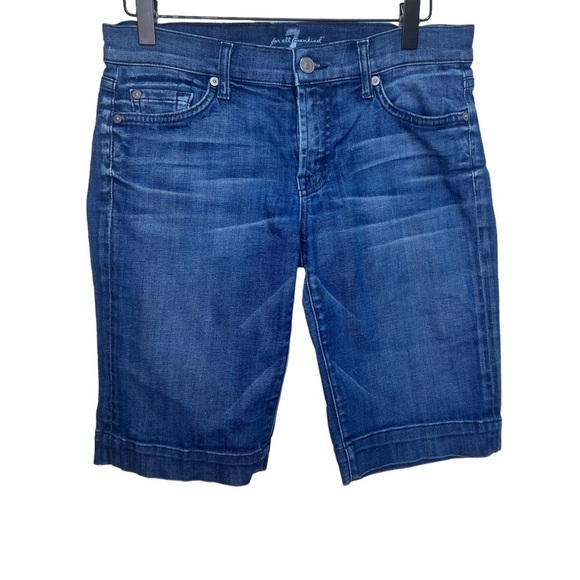 7 For All Mankind Blue Denim Shorts Size 28 - Picture 1 of 10